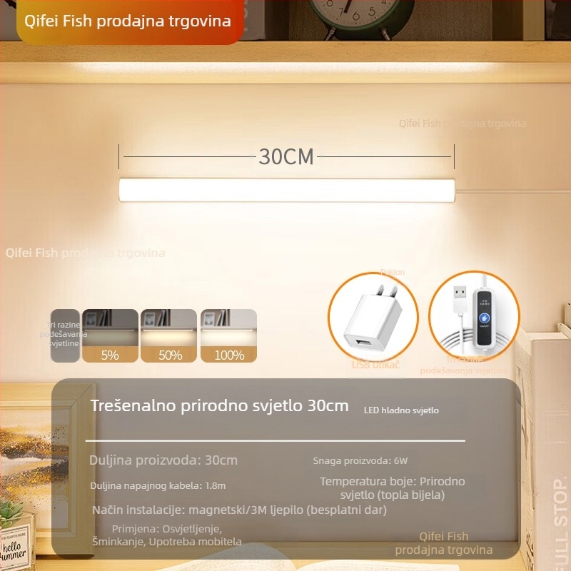 LED stolna lampica za učenje s zaštitom vida – USB napajanje, 5V, magnetska montaža, sjenilo PC+ABS, ambijentalno svjetlo