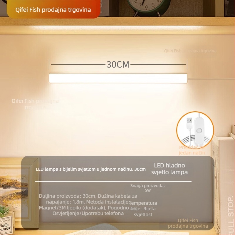 LED stolna lampica za učenje s zaštitom vida – USB napajanje, 5V, magnetska montaža, sjenilo PC+ABS, ambijentalno svjetlo