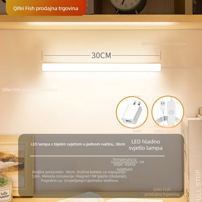 LED stolna lampica za učenje s zaštitom vida – USB napajanje, 5V, magnetska montaža, sjenilo PC+ABS, ambijentalno svjetlo