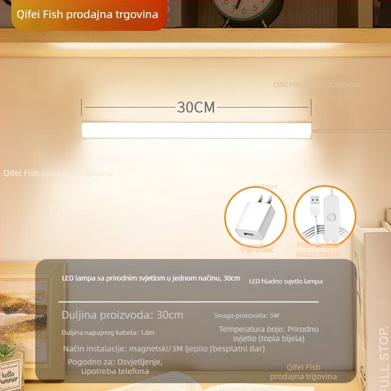 LED stolna lampica za učenje s zaštitom vida – USB napajanje, 5V, magnetska montaža, sjenilo PC+ABS, ambijentalno svjetlo