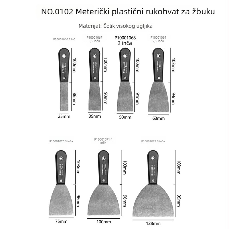 Penggong spatula za kit od visokougljičnog čelika, oštrica za struganje boje sa zidova, debela oštrica