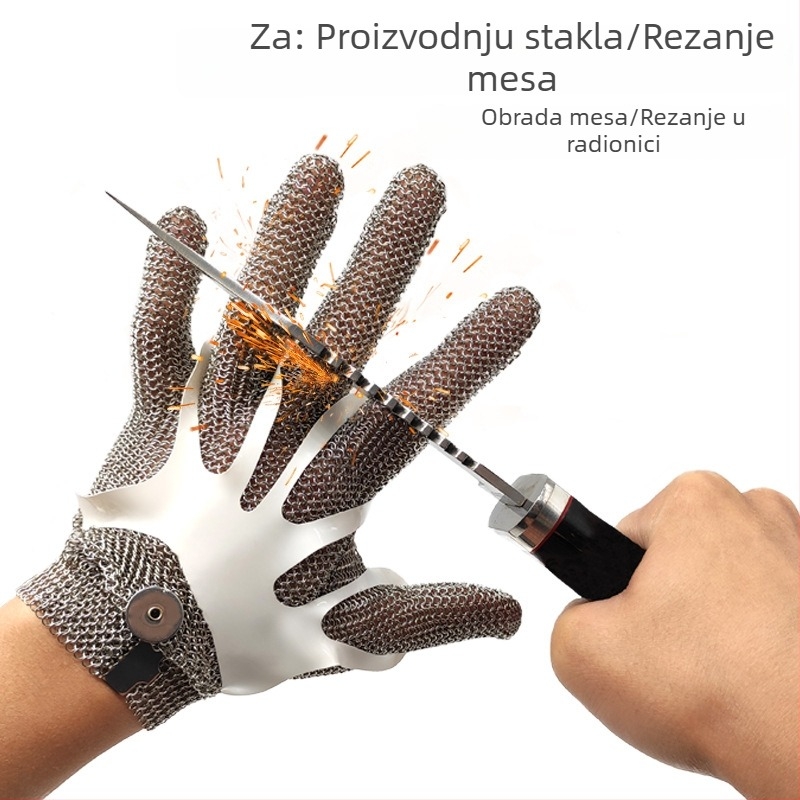 Rukavice otporne na rezanje s prstenima od nehrđajućeg čelika 316, razina rezanja 9, za klanje, vrtlarstvo i visoko rizične poslove