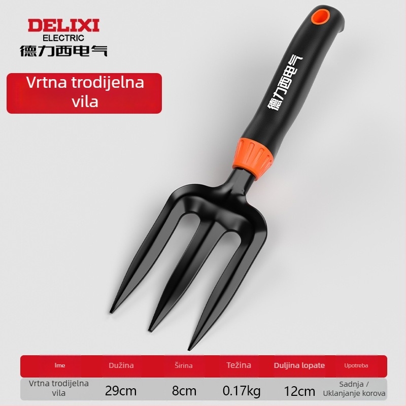 Delixi Electric set vrtnih lopata, karbonsko čelik, tri komada za vrt, cvjetnjak i plažu