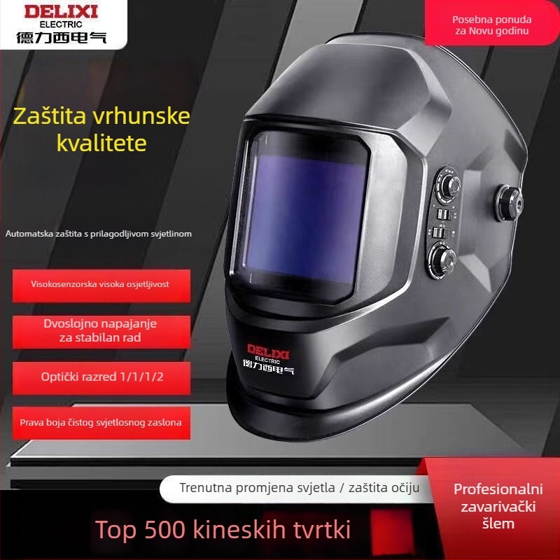 Zaštitna maska za zavarivanje s automatskim zatamnjenjem, nosiva na glavi, pneumatsko pogonsko napajanje, grijani zrak i dalekovodno infracrveno zračenje