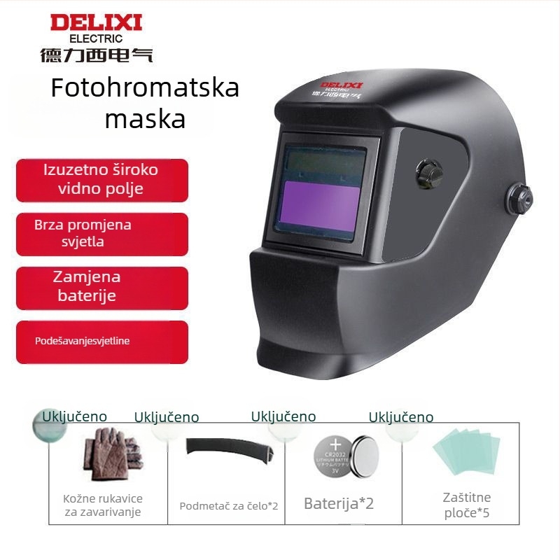 Zaštitna maska za zavarivanje s automatskim zatamnjenjem, nosiva na glavi, pneumatsko pogonsko napajanje, grijani zrak i dalekovodno infracrveno zračenje