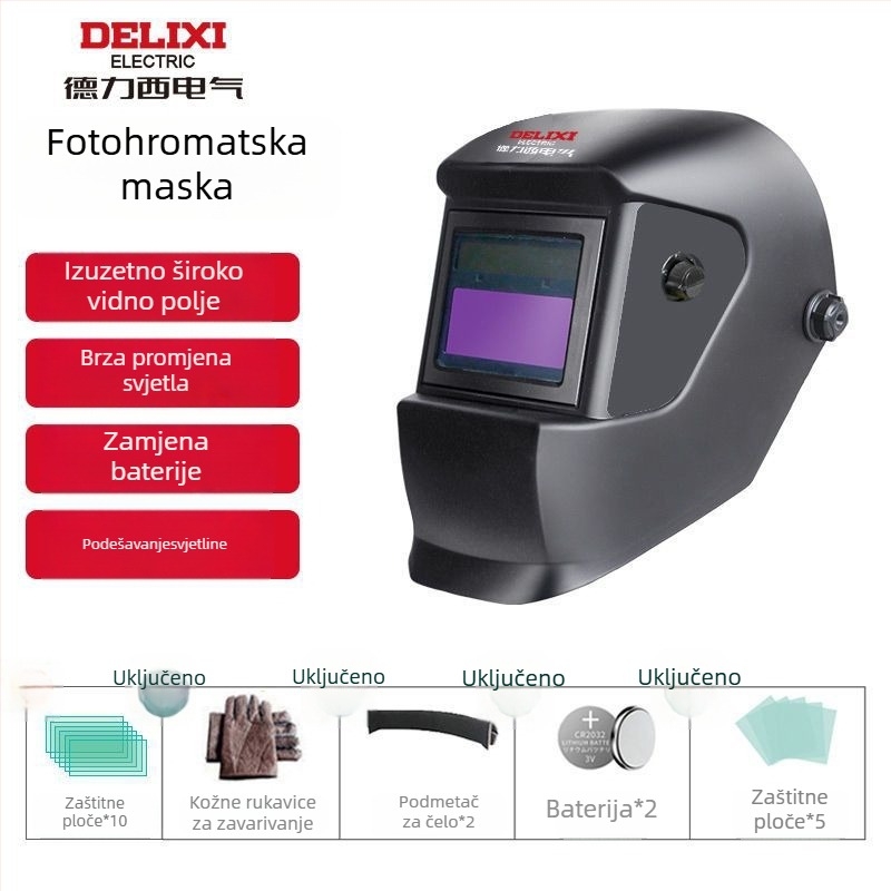 Zaštitna maska za zavarivanje s automatskim zatamnjenjem, nosiva na glavi, pneumatsko pogonsko napajanje, grijani zrak i dalekovodno infracrveno zračenje