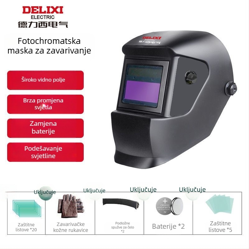 Zaštitna maska za zavarivanje s automatskim zatamnjenjem, nosiva na glavi, pneumatsko pogonsko napajanje, grijani zrak i dalekovodno infracrveno zračenje