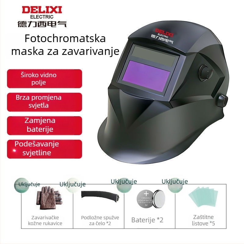 Zaštitna maska za zavarivanje s automatskim zatamnjenjem, nosiva na glavi, pneumatsko pogonsko napajanje, grijani zrak i dalekovodno infracrveno zračenje