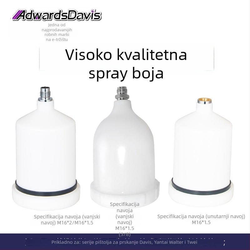 AdwardsDavis Pneumatski dodatak za sprej-pistolj s navojima M16x2 i M16x1.5, kapacitet 600 ml, serija GFG TT GTI