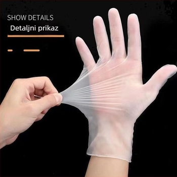 Jednokratne PVC rukavice za catering, kuhinju i kućnu upotrebu, prozirne, bez praha, 100 komada, zaštitne, vodootporne, protuklizne