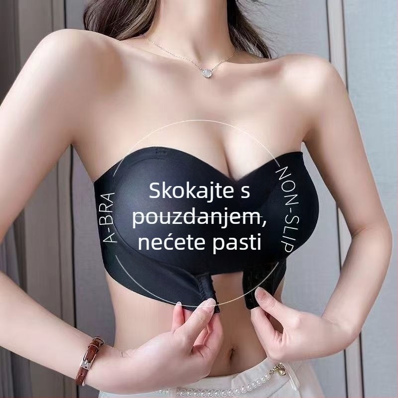 Bez naramenica grudnjak s naglašenom podrškom – Nylon 70–80% sadržaj; Cup 3/4; Oblik košarice: tanak gornji dio, debeći donji; Prozračan, Udoban, Protuklizan