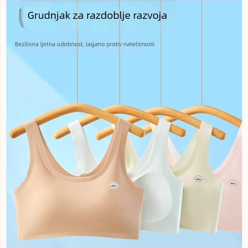 Sportska grudnjica u vestom stilu, bez šavova, prozračna; 3/4 košarice s tankim oblikovanjem; Ice Silk najlonska tkanina; za tinejdžerice 13–18
