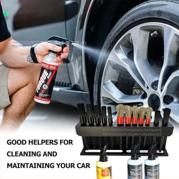 Két szintes szénacél tárolóállvány autómosó kefékhez, asztali tároláshoz, csavaros rögzítés