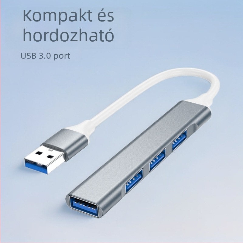 USB-C hub 1–4 porttal, USB 3.0, 5 Gbps átviteli sebesség, külső tápegység nélkül