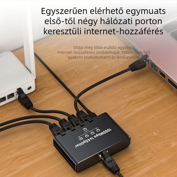 Gigabit Ethernet hálózati kapcsoló és osztó, kimenetek 1–4 / 1–3 / 1–2, 1000 Mbps, modell 1.2