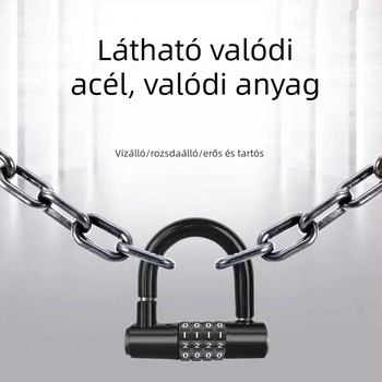 U alakú kombinációs zár, rozsdamentes acél, vágás elleni védelem, modell 17H2020081Z371