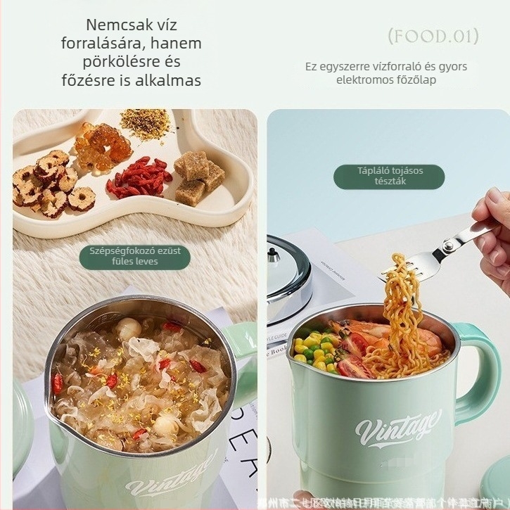 Összecsukható elektromos vízforraló HX-A0802E — hordozható rozsdamentes acél, kapacitás 1 L alatt, 1000–1500 W, kéthéjú test, automatikus kikapcsolás