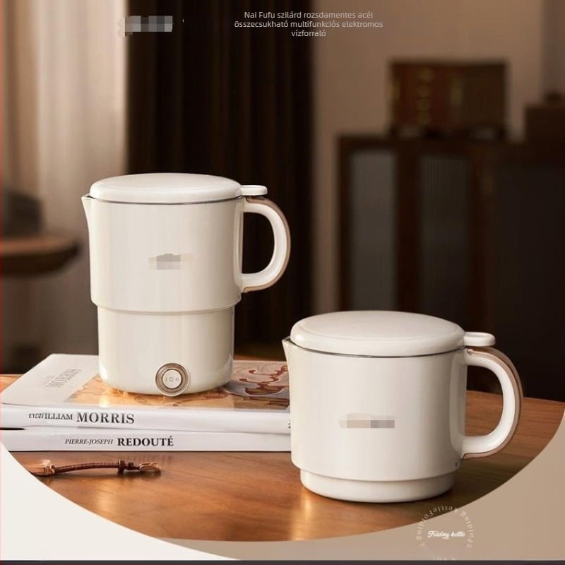 Összecsukható elektromos vízforraló HX-A0802E — hordozható rozsdamentes acél, kapacitás 1 L alatt, 1000–1500 W, kéthéjú test, automatikus kikapcsolás