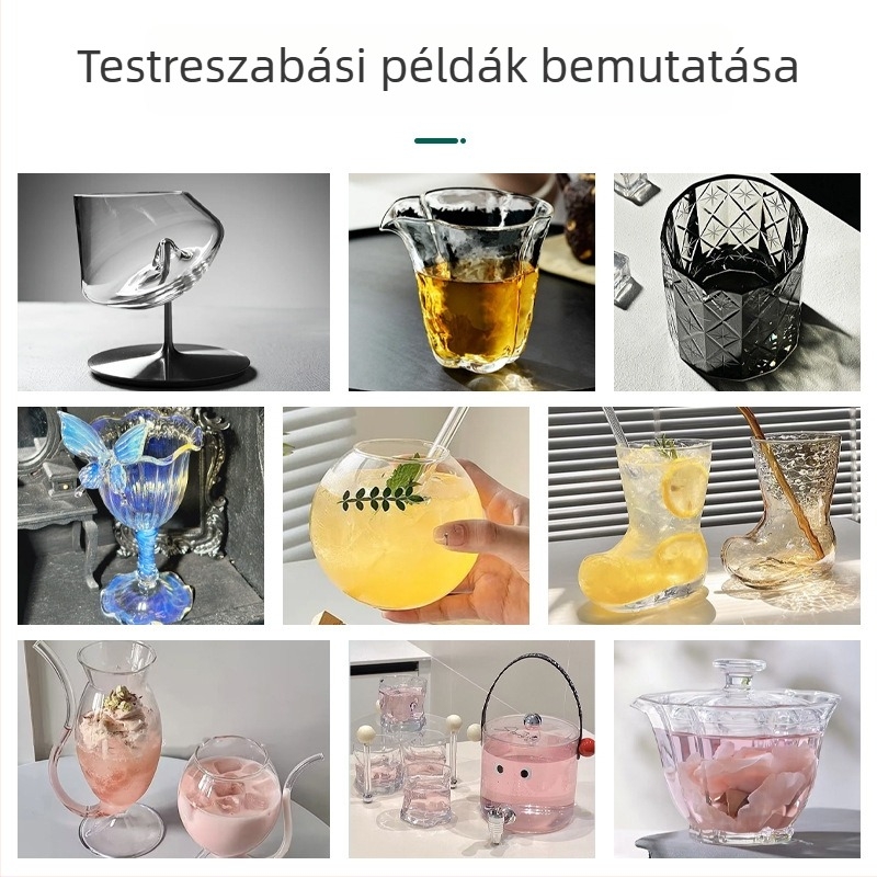 Ivóvíz pohár – magas bóroszilikát üveg, egyszintes konstrukció, kerek fogantyú, nagy hőállóság, nyomtatás