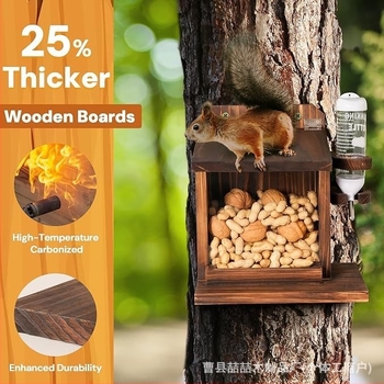 Fa falra szerelhető etető: madarak, mókusok és hörcsögök számára, kültéri kertben