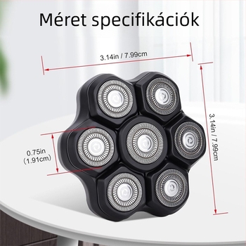 Hetes pengéjű forgó fej, pótalkatrész kopasz fejű elektromos borotvához, kefés motorral