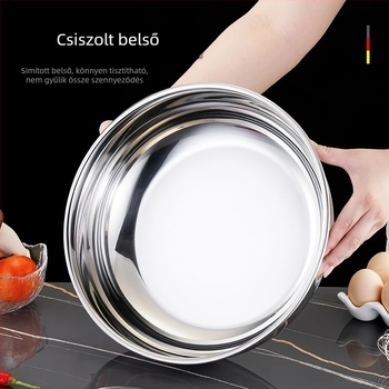 Vastagított rozsdamentes acél tál leveshez és tésztához, fűthető, otthoni használatra