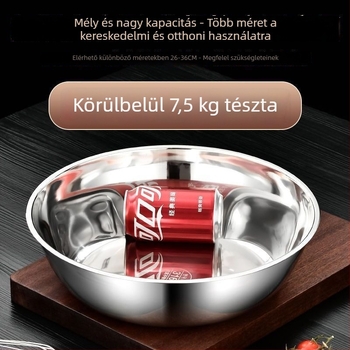 Vastagított rozsdamentes acél tál leveshez és tésztához, fűthető, otthoni használatra