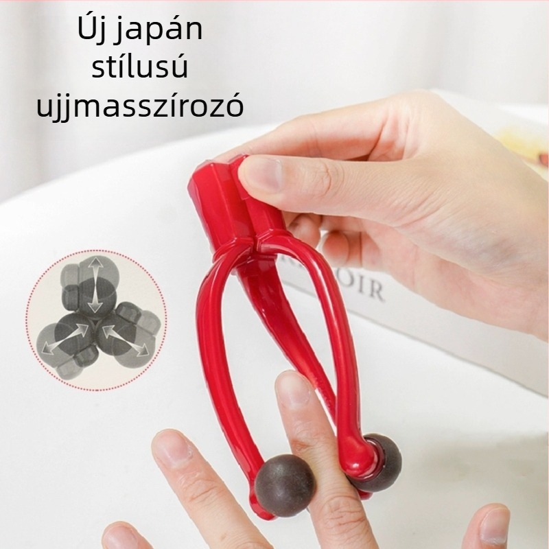 Ujjmasszírozó - hordozható, kézi működtetés, háromgolyós nyomás, műanyag kivitel, logó nyomtatás lehetséges