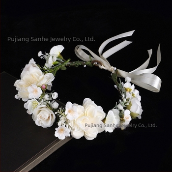 Gyerekeknek szóló virágkoszorú hajpánt - kézzel kötött textilból, virág alakú, márka Orchid Wreath