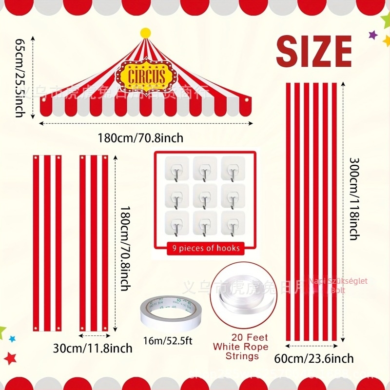 Speciális formájú zászló rendezvényekhez — poliészter, cirkusz motívum, helyszín-elrendezési rekvizit, márka Tiger tiger rabbit