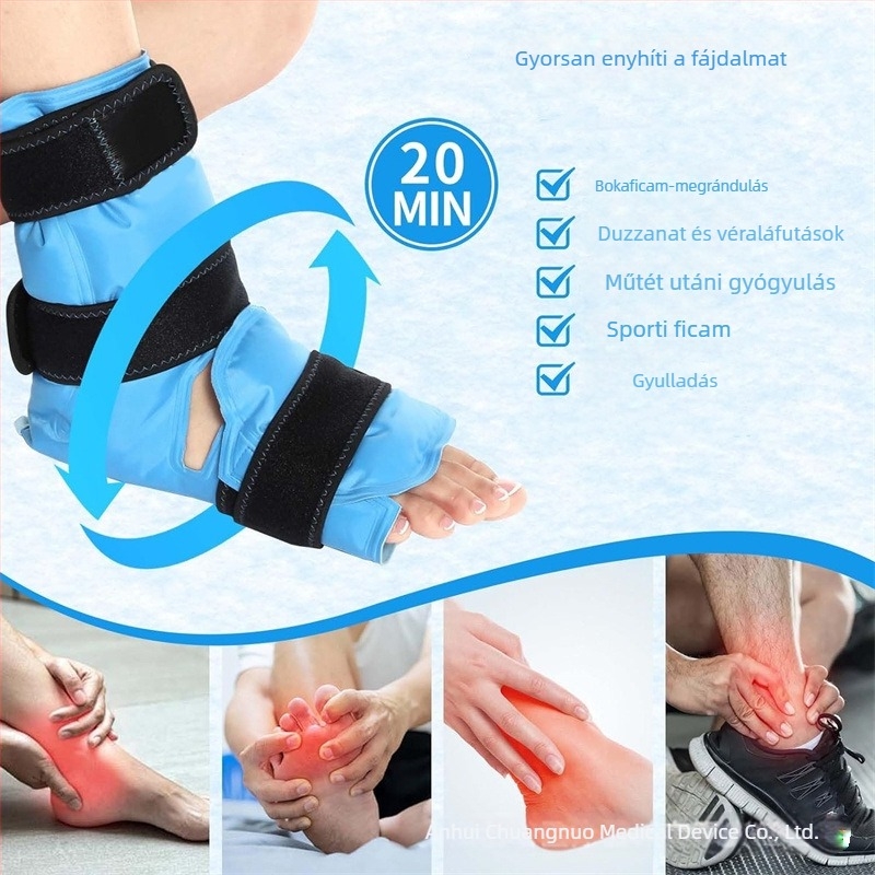 Chuangnuo Gél hűtő-meleg boka készülék – terápiás csomag, nylon bokaortézis, felnőtteknek, alkalmas futballra, futásra, kerékpározásra, kosárlabdára
