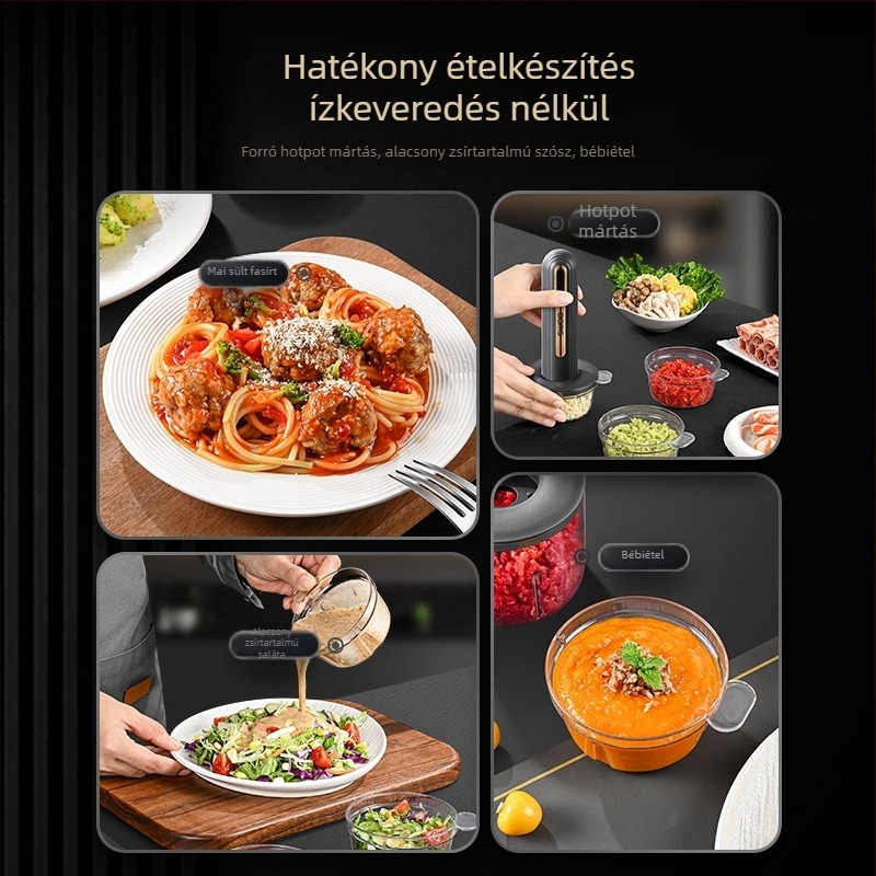 Elektrong Mini konyhai robot fokhagymapüréhez és zöldségekhez, Kapacitás <1L, 3 sebesség, ≤36V, 3 pengék