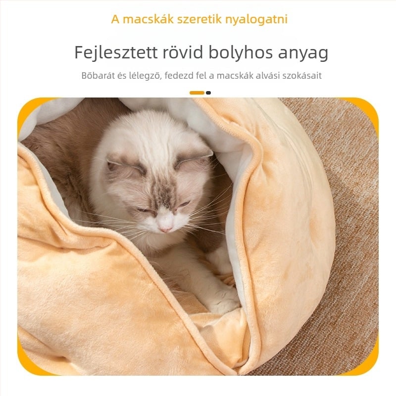 Ding Ding macskafészek — félzárt, lélegző négy évszakos fekhely textil anyagból, körbefogó párnával