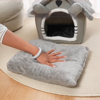 Szövet macskaház — zárt kialakítás, egész éves használatra, levehető és mosható