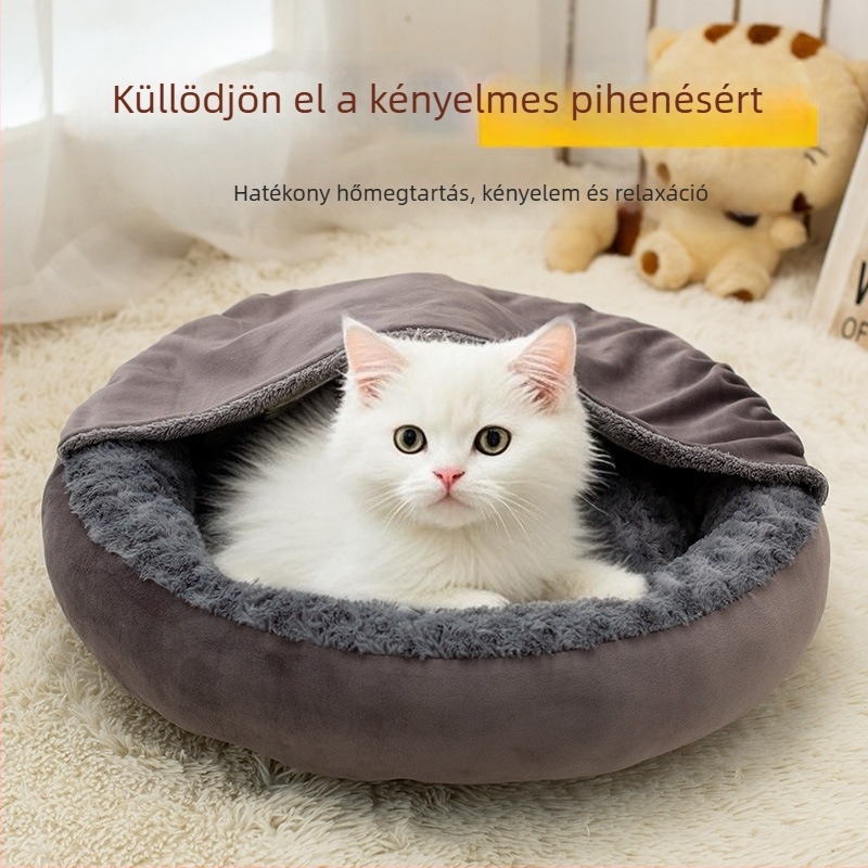 Állati fészek – kerek, rose velvet burkolattal fekhely; anyag: rose velvet; forma: kör alakú; alkalmas kutyáknak; új stílusú fészek fedéllel