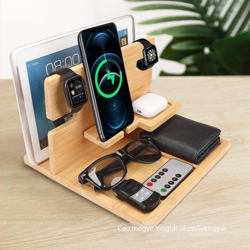 Fából készült asztali tároló – bambusz, modern minimalist design, asztalon történő telepítés, 1 réteg, ideális asztali használatra, hálószoba és nappali