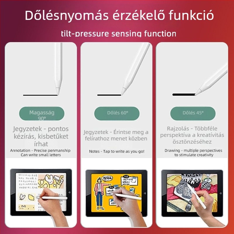 Mágneses kettős töltésű kapacitív stylus iPadhez, fém váz