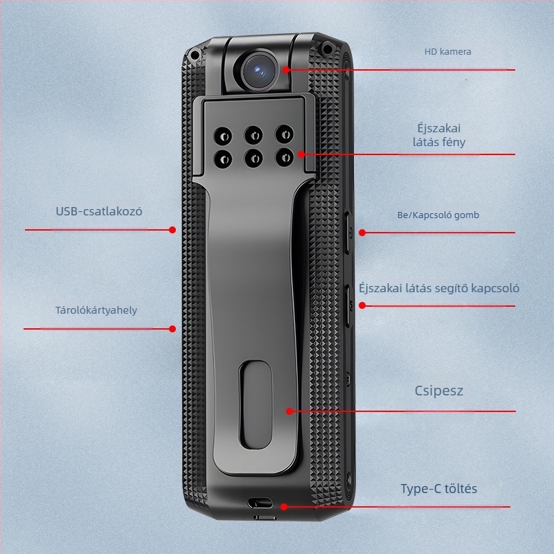 CD01 Videó rögzítő toll klippel, 24 órás felvétel, akár 256GB memória, videó felvétel, USB 2.0