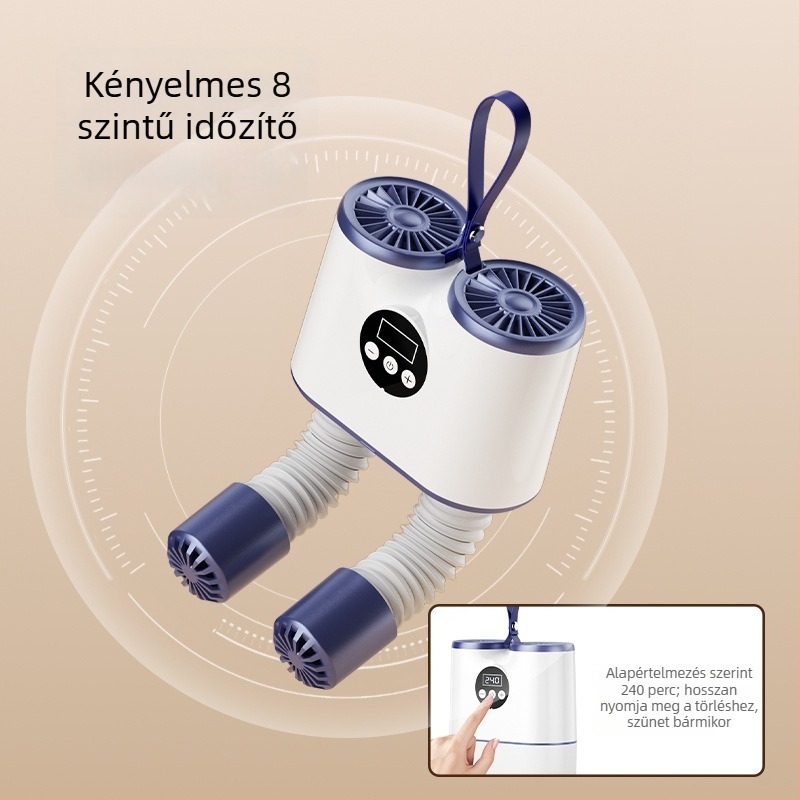 HXQ-2502 cipőszárító, 220V, 150W, 50Hz, hordozható intelligens időzítővel, dezodorizáló és sterilizáló