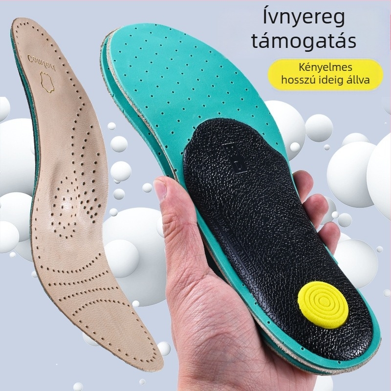 Ív-támogatást nyújtó talpbetét, valódi kecskebőr, latex csúszásmentes, ütéscsillapító, TPU torzióellenes