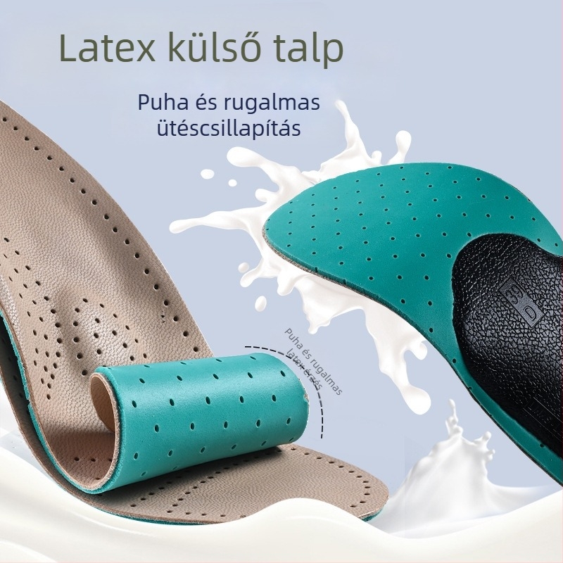 Ív-támogatást nyújtó talpbetét, valódi kecskebőr, latex csúszásmentes, ütéscsillapító, TPU torzióellenes