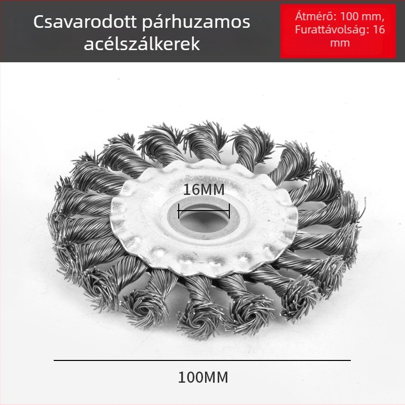 Csavart, sík huzalos csiszolókorong – hegesztési slag eltávolítása és rozsdaeltávolítás, párhuzamos kivitel, szénacél, 11 000 RPM