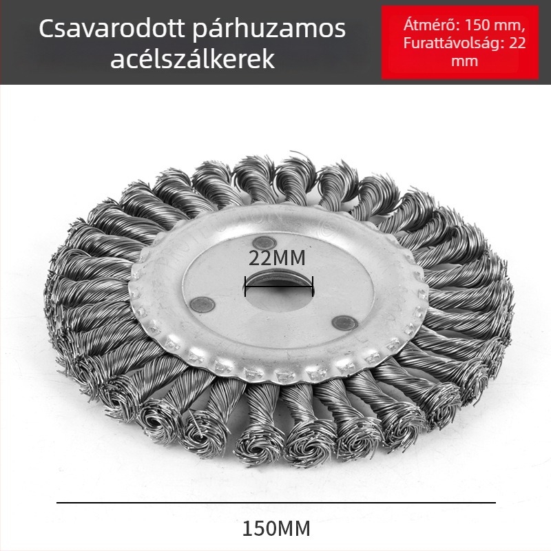 Csavart, sík huzalos csiszolókorong – hegesztési slag eltávolítása és rozsdaeltávolítás, párhuzamos kivitel, szénacél, 11 000 RPM