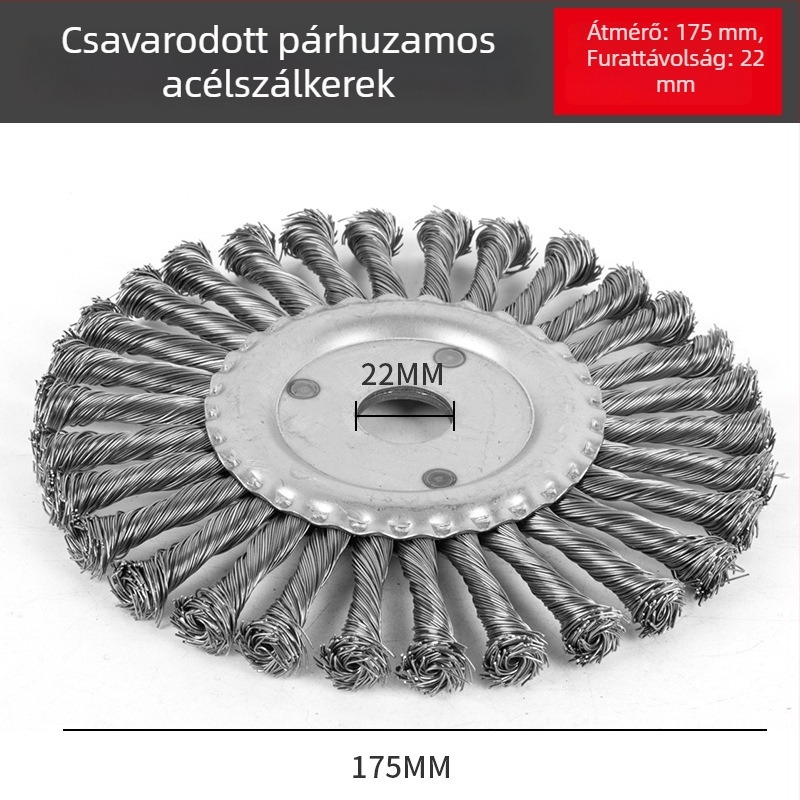 Csavart, sík huzalos csiszolókorong – hegesztési slag eltávolítása és rozsdaeltávolítás, párhuzamos kivitel, szénacél, 11 000 RPM