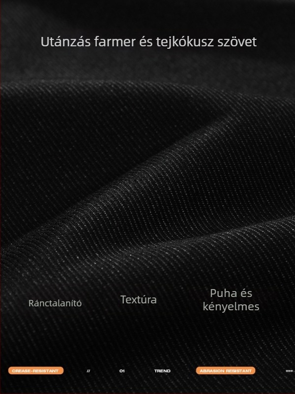 Férfiaknak sportos-nadrág patchwork és színblokkolás mintával, denim-hatású, egyenes szabású, hosszú, poliészter anyag