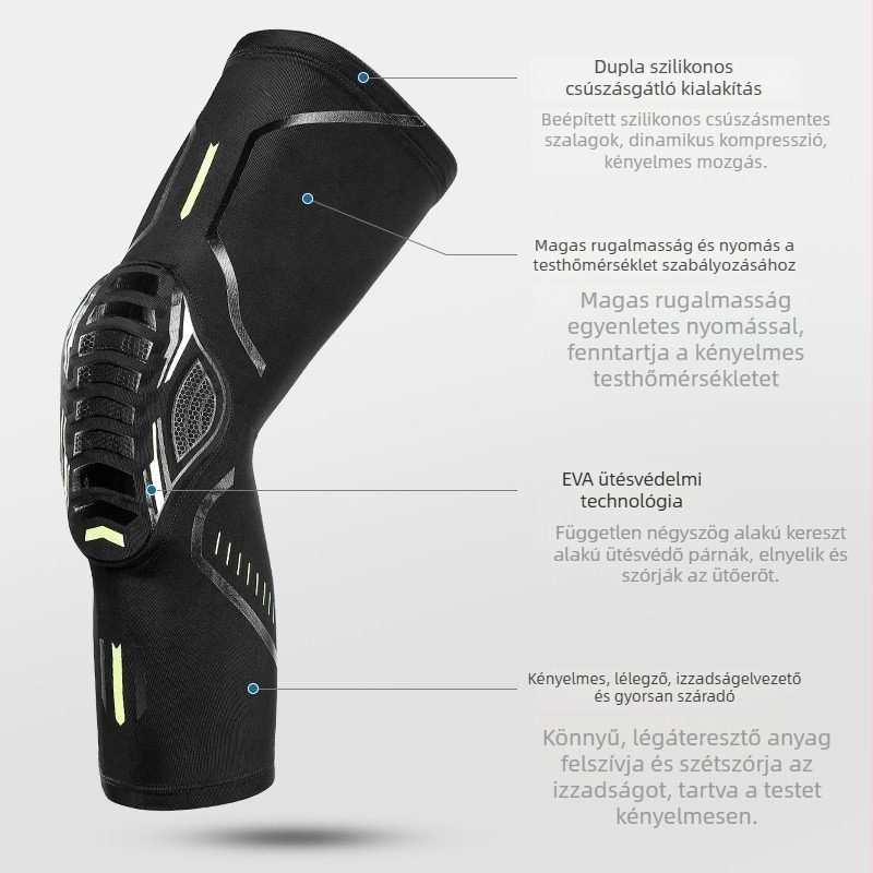 KAIIWIN Sport térdvédők – 85% nylon / 15% spandex, felnőtt, kosár- és futballhoz, csúszásmentes szilikon