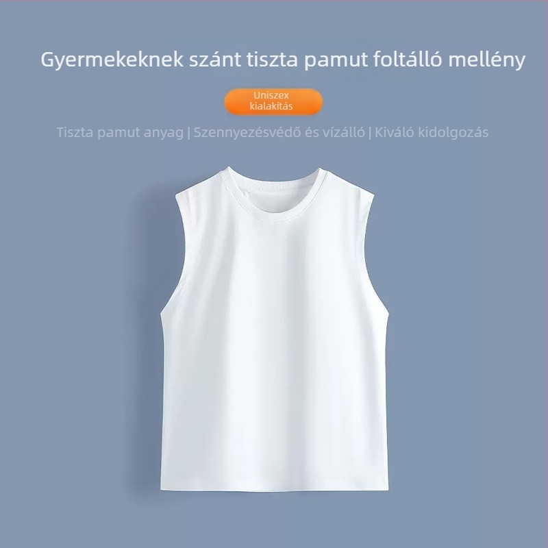 Gyerekeknek szánt sportos ujjatlan mellény, 92% pamut, 3-8 éveseknek, nyár