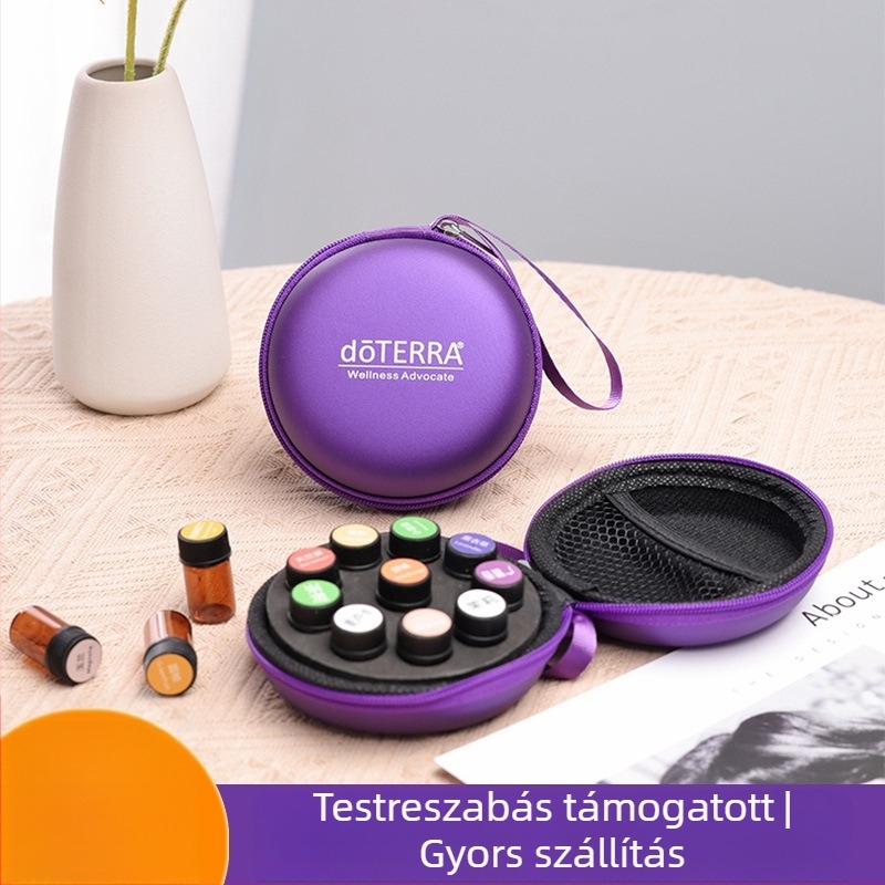 10 rekeszes PU anyagú esszenciális olaj tároló táska, vízálló, ultra könnyű, kibővülő
