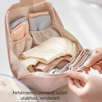 Fehérnemű- és zoknitároló táska, három az egyben utazó szervező, hordozható kézitáska stílus, Peach Skin anyag, modell snb-065
