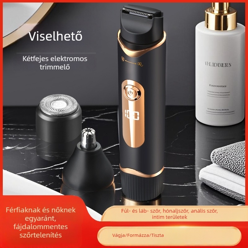 Elektromos borotva és testszőr-eltávolító – YY-211, ABS ház, USB-tápellátás, rozsdamentes acél pengével, teljes testre kiterjedő szőrtelenítés